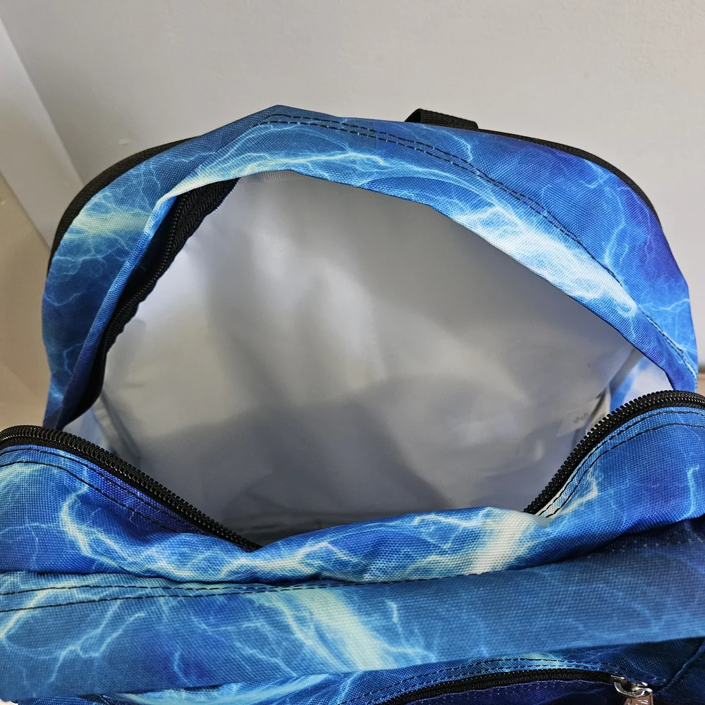JanSport Blue Backpack with Dynamic Pattern - Picture 6 of 8
